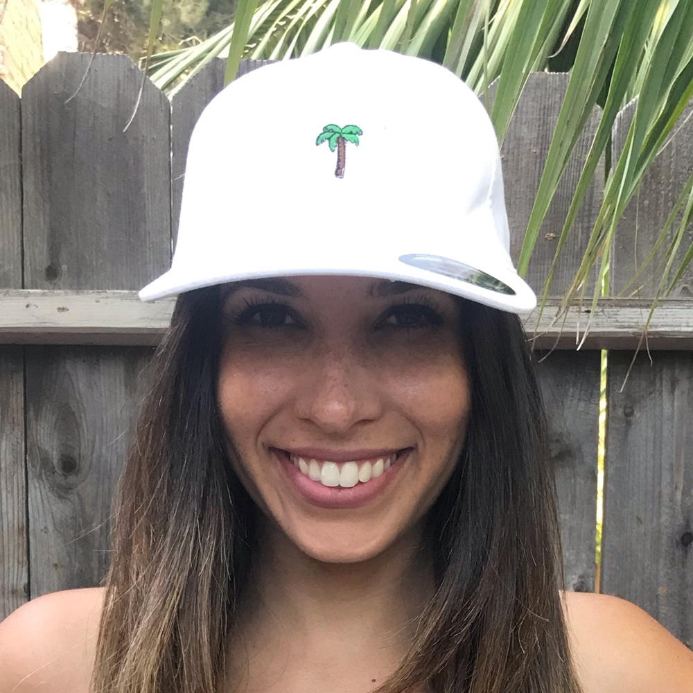 Honolua Surf Flexfit White Cap W/Palm Tree